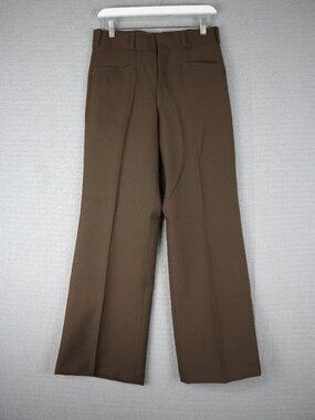 Baymart 1980's Polyester Straight Cut Slacks Brown Mens 29W Trousers
